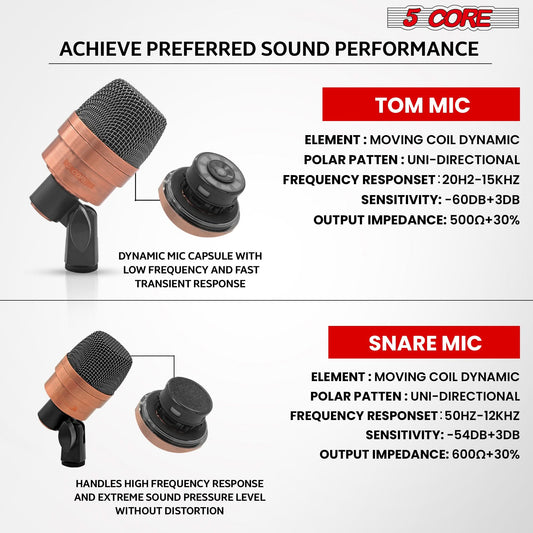 5 Core Tabla Mic Indian Instrument Microphone Set for Bayan Dayan Dholak Mic for Studio Stage Temple